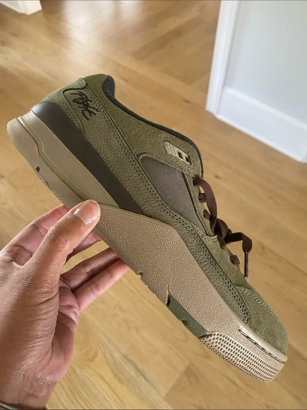 Jordan Flight Court Olive and Brown Low-Top Sneakers